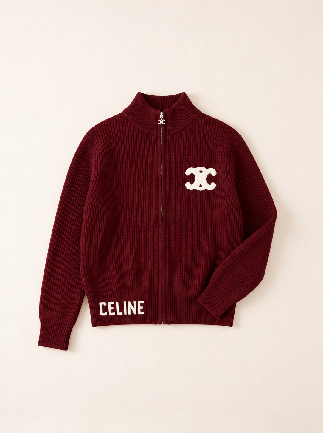Cardigan zippé en maille effet velours