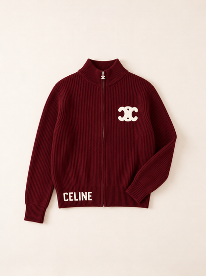 Reißverschluss-Cardigan aus Strick mit Velours-Effekt