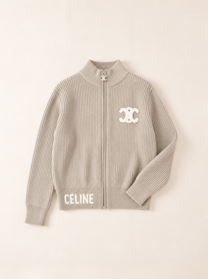 Reißverschluss-Cardigan aus Strick mit Velours-Effekt