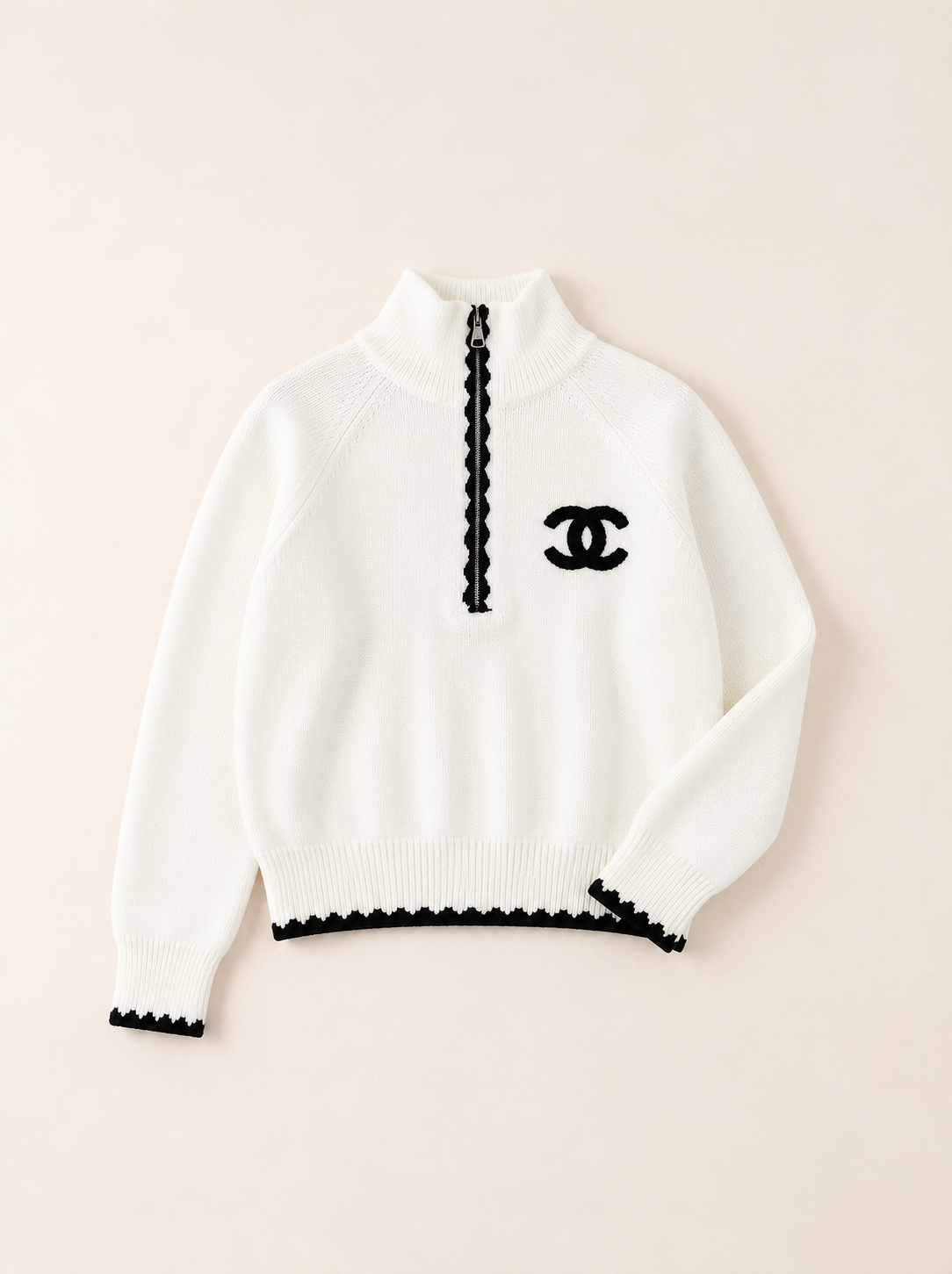 Pull zippé en maille CC