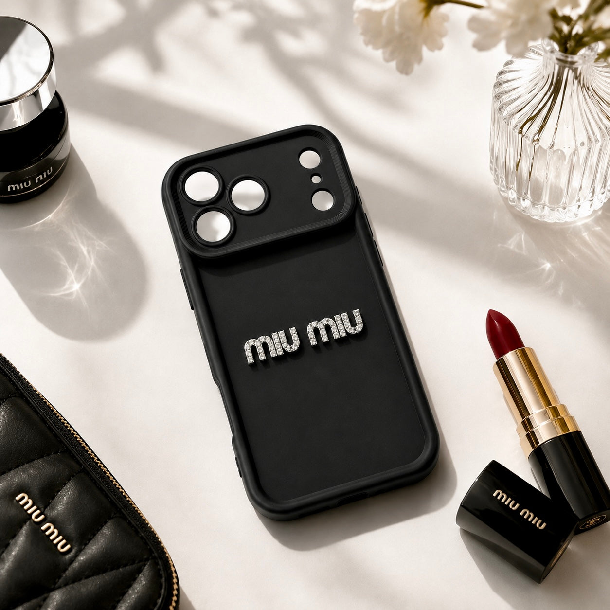 Coque Miu Miu diamond | Noire
