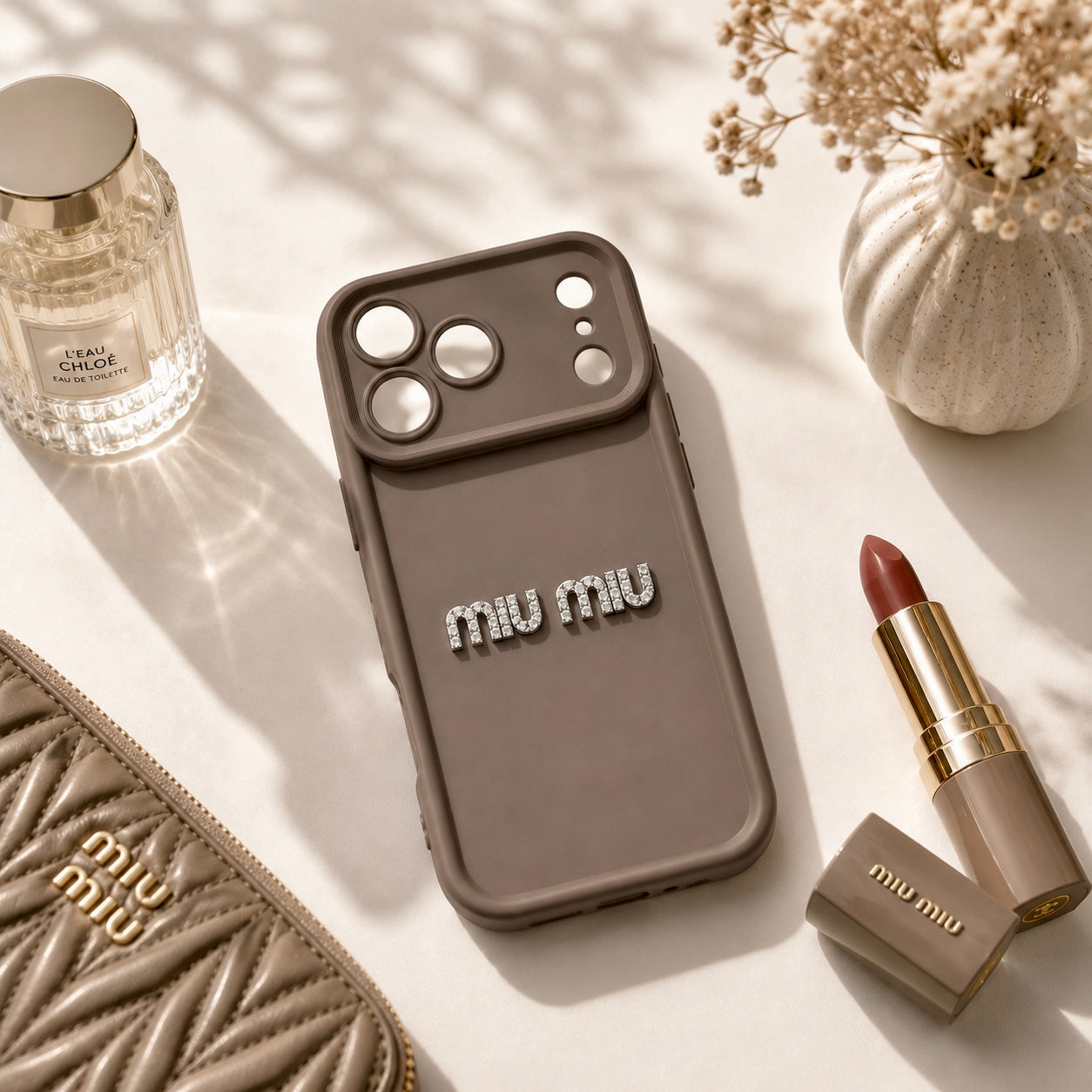 Coque Miu Miu diamond | Taupe