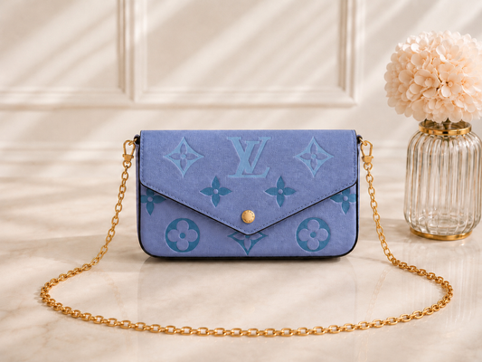 ‎sac pochette bandoulière monogramme LV Louis Vuitton sac qualité luxe pas cher bleu